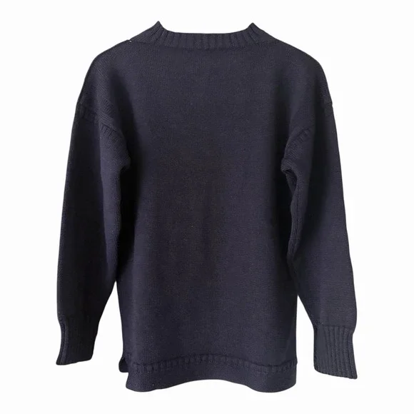 Le Tricoteur Vintage Guernsey Fisherman Sweater Navy Pure Wool Mens 38 Small - Picture 1 of 6